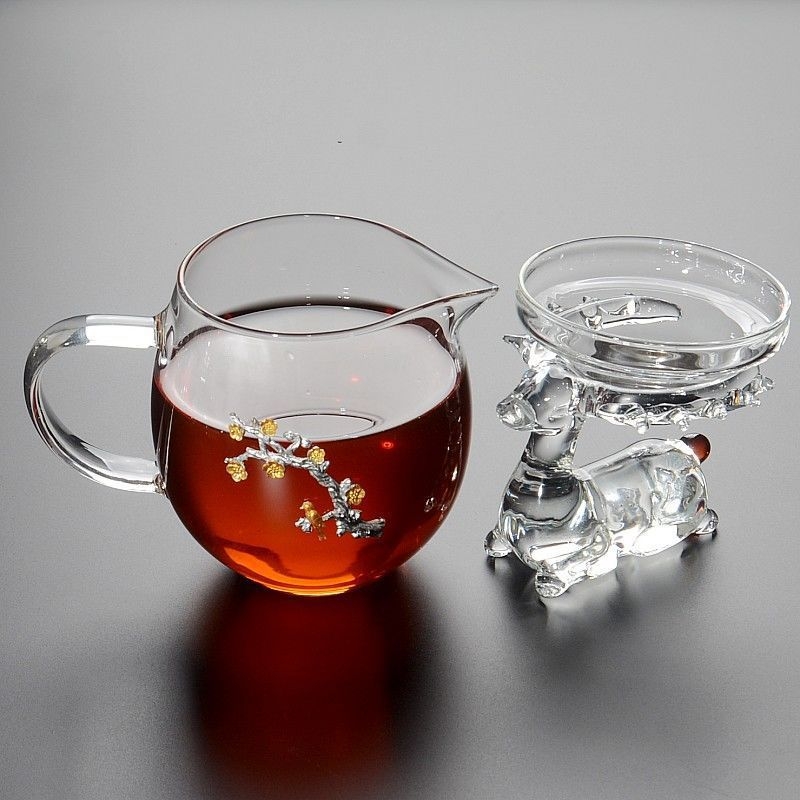 Σετ Gongfu τσαγιού από γυαλί υψηλής θερμικής αντοχής, με μεγάλο κανάκι για ομοιόμορφη χορήγηση τσαγιού, διαχωριστή τσαγιού και φίλτρο τσαγιού