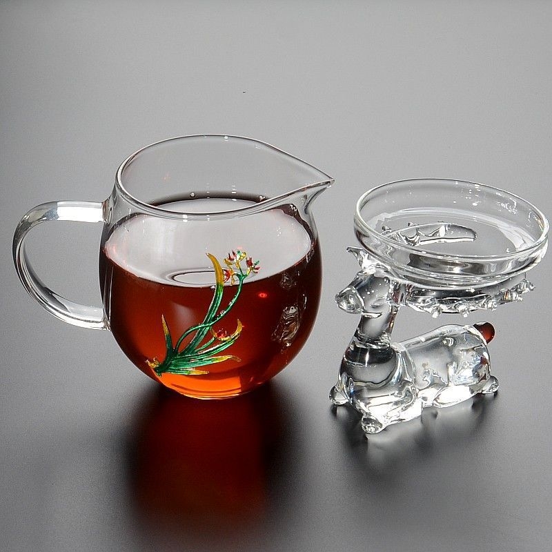 Σετ Gongfu τσαγιού από γυαλί υψηλής θερμικής αντοχής, με μεγάλο κανάκι για ομοιόμορφη χορήγηση τσαγιού, διαχωριστή τσαγιού και φίλτρο τσαγιού