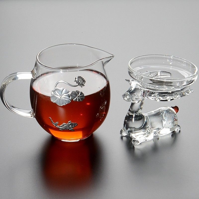 Σετ Gongfu τσαγιού από γυαλί υψηλής θερμικής αντοχής, με μεγάλο κανάκι για ομοιόμορφη χορήγηση τσαγιού, διαχωριστή τσαγιού και φίλτρο τσαγιού
