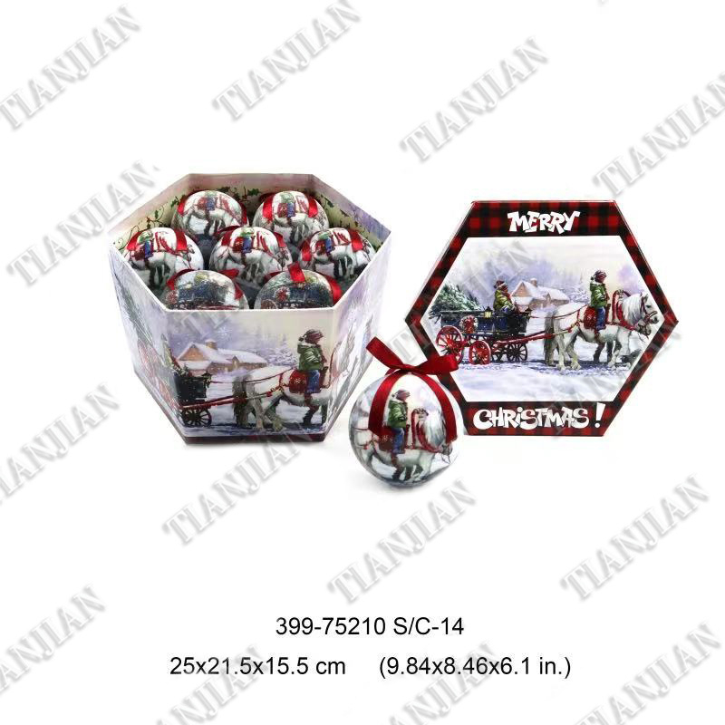 Set de 14 globulețe de Crăciun, 8 cm, în cutie cadou pentru decorarea bradului