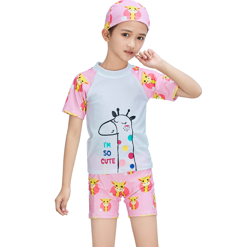 Dječji kupaći kostim s crtićem, visoka elastičnost, dvodijelni model, Unisex, trodijelni set