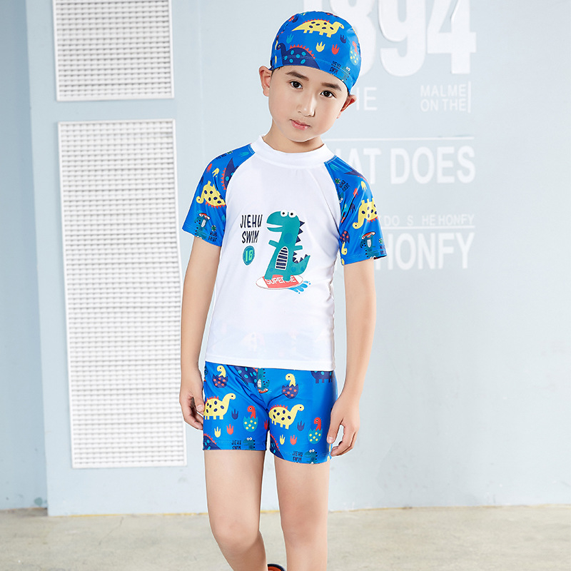 Dječji kupaći kostim s crtićem, visoka elastičnost, dvodijelni model, Unisex, trodijelni set
