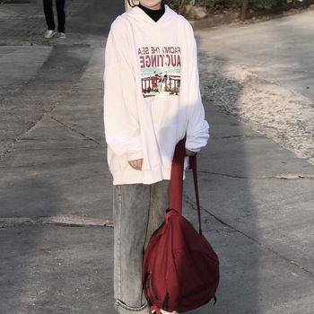Torba za učenice s vintage inspiracijom, korejski stil srednjoškolska torba, jednobojna, minimalistički dizajn inspiriran Harajuku.