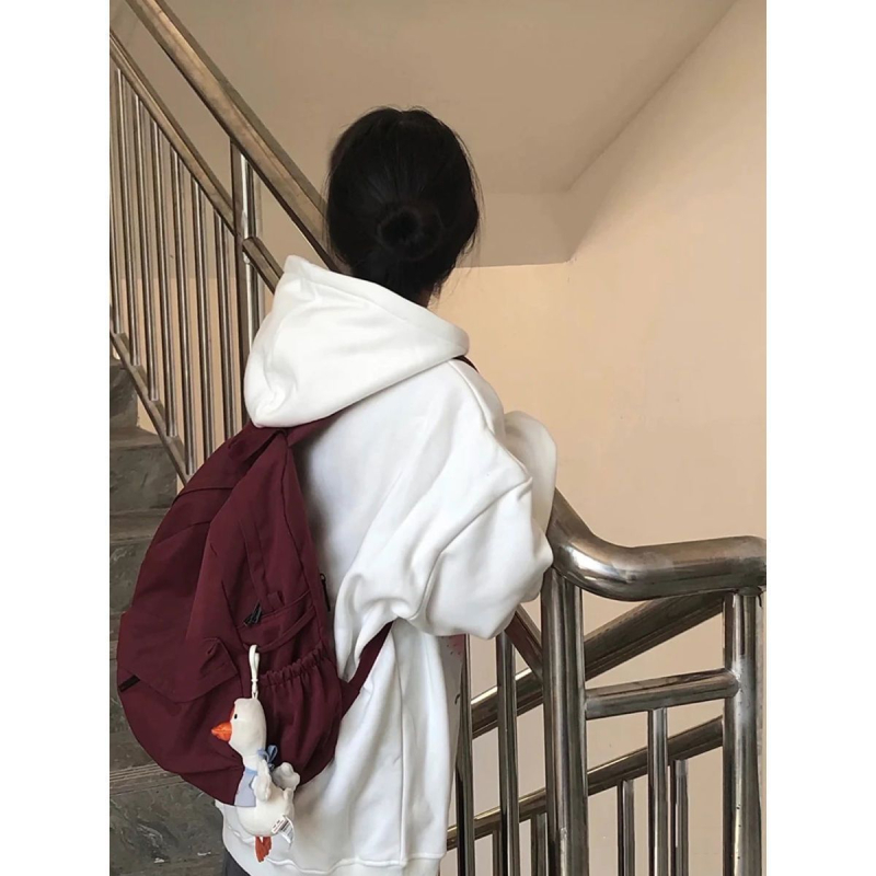 Torba za učenice s vintage inspiracijom, korejski stil srednjoškolska torba, jednobojna, minimalistički dizajn inspiriran Harajuku.