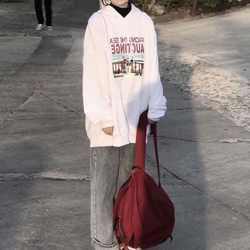 Torba za učenice s vintage inspiracijom, korejski stil srednjoškolska torba, jednobojna, minimalistički dizajn inspiriran Harajuku.