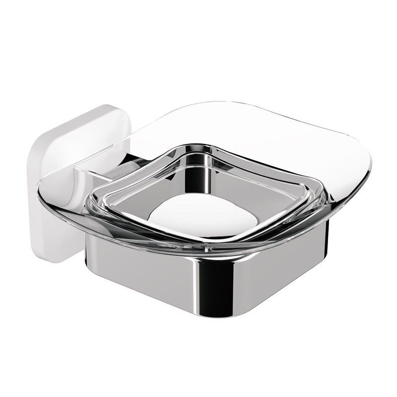 Săpunier montat pe perete, fără găuri, din plastic transparent, pentru baie