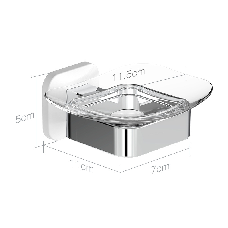 Săpunier montat pe perete, fără găuri, din plastic transparent, pentru baie