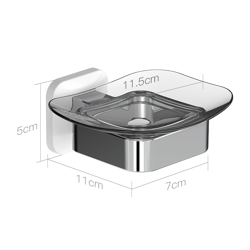 Săpunier montat pe perete, fără găuri, din plastic transparent, pentru baie