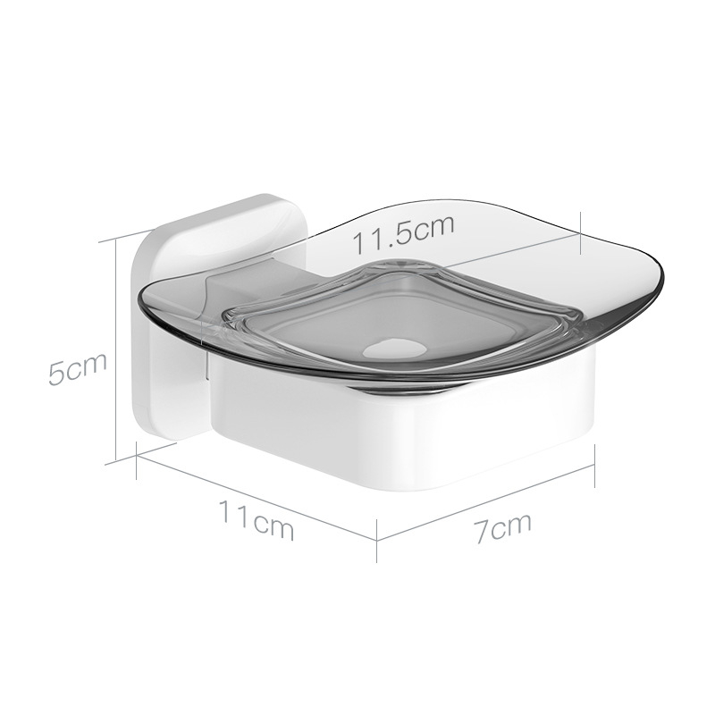 Săpunier montat pe perete, fără găuri, din plastic transparent, pentru baie