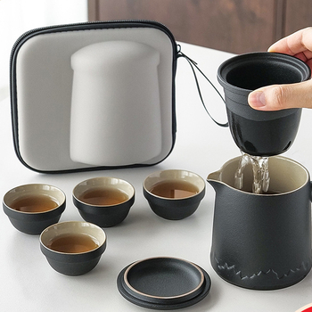 Set ceramic de ceai pentru călătorii cu ceainic Kung Fu și ceașcă, stil chinezesc, kit de preparare a ceaiului, cadou în aer liber