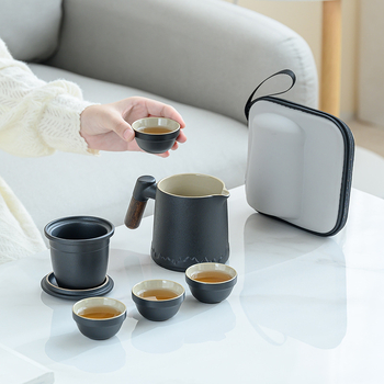 Set ceramic de ceai pentru călătorii cu ceainic Kung Fu și ceașcă, stil chinezesc, kit de preparare a ceaiului, cadou în aer liber