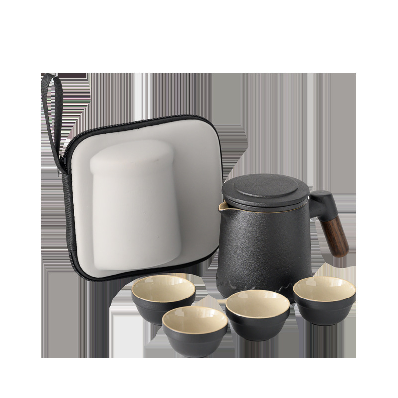 Set ceramic de ceai pentru călătorii cu ceainic Kung Fu și ceașcă, stil chinezesc, kit de preparare a ceaiului, cadou în aer liber