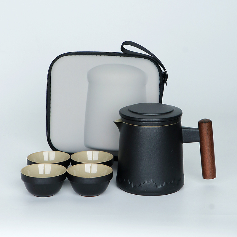 Set ceramic de ceai pentru călătorii cu ceainic Kung Fu și ceașcă, stil chinezesc, kit de preparare a ceaiului, cadou în aer liber