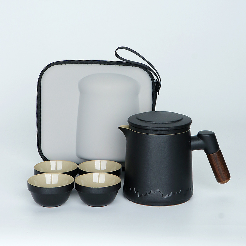 Set ceramic de ceai pentru călătorii cu ceainic Kung Fu și ceașcă, stil chinezesc, kit de preparare a ceaiului, cadou în aer liber