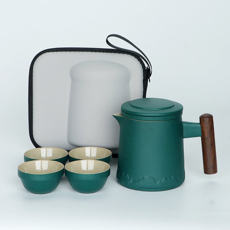 Set ceramic de ceai pentru călătorii cu ceainic Kung Fu și ceașcă, stil chinezesc, kit de preparare a ceaiului, cadou în aer liber