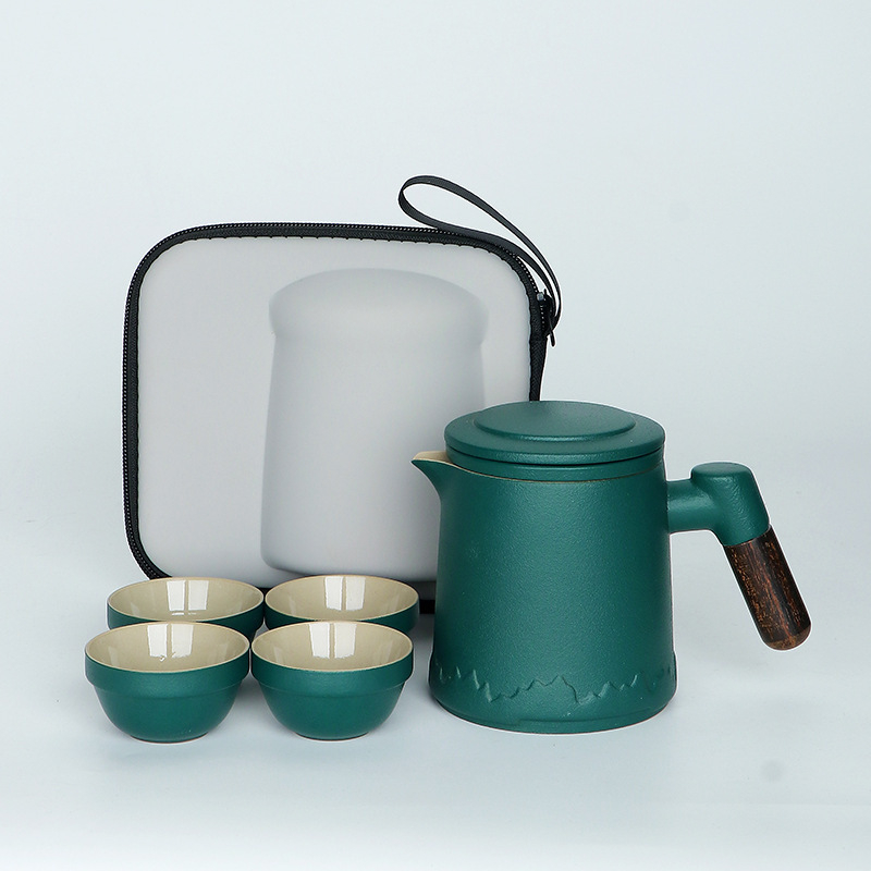Set ceramic de ceai pentru călătorii cu ceainic Kung Fu și ceașcă, stil chinezesc, kit de preparare a ceaiului, cadou în aer liber
