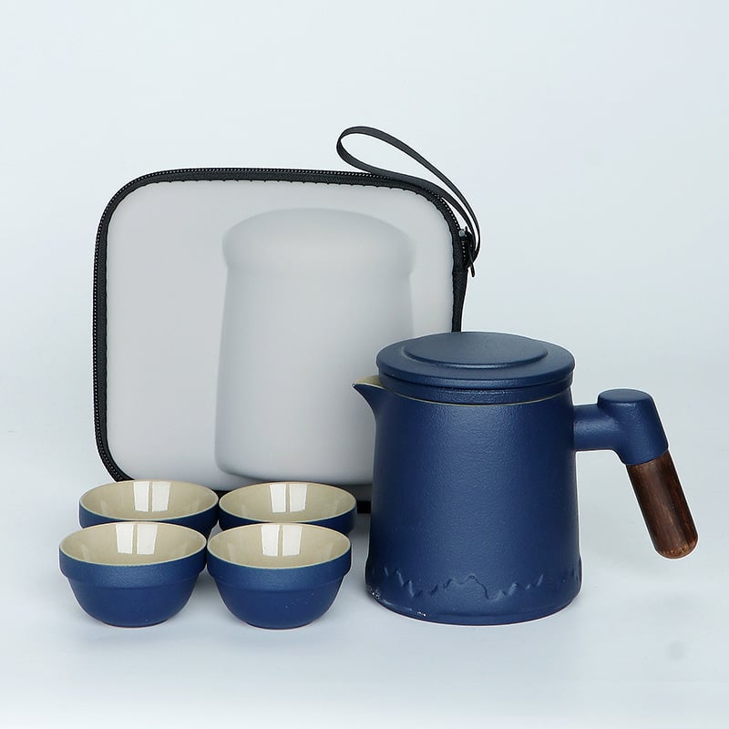 Set ceramic de ceai pentru călătorii cu ceainic Kung Fu și ceașcă, stil chinezesc, kit de preparare a ceaiului, cadou în aer liber
