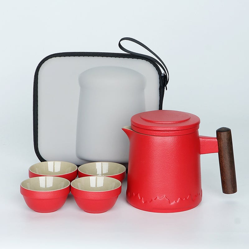 Set ceramic de ceai pentru călătorii cu ceainic Kung Fu și ceașcă, stil chinezesc, kit de preparare a ceaiului, cadou în aer liber