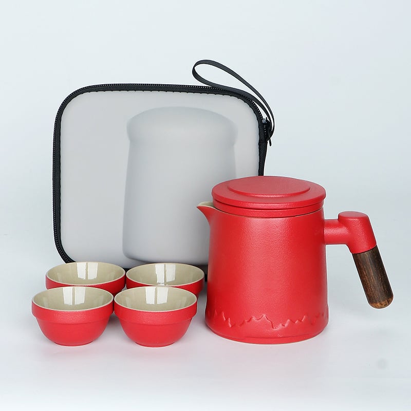 Set ceramic de ceai pentru călătorii cu ceainic Kung Fu și ceașcă, stil chinezesc, kit de preparare a ceaiului, cadou în aer liber