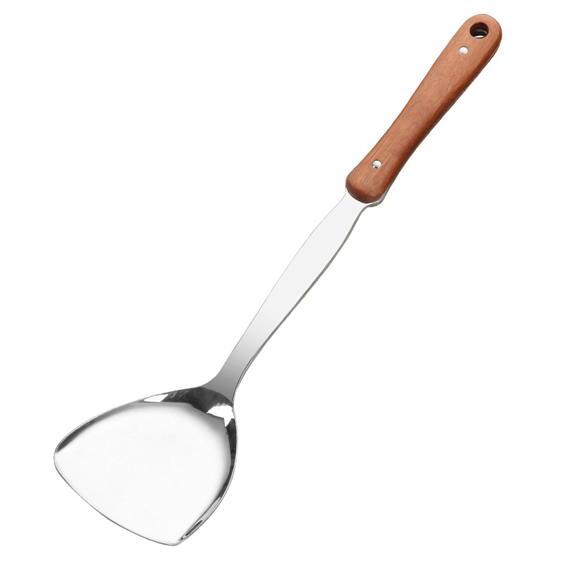 Set spatulă și lingură din oțel inoxidabil 304, cu mâner lung, fără acoperire, pentru gătit și prăjit, pentru uz casnic și comercial, în stoc.