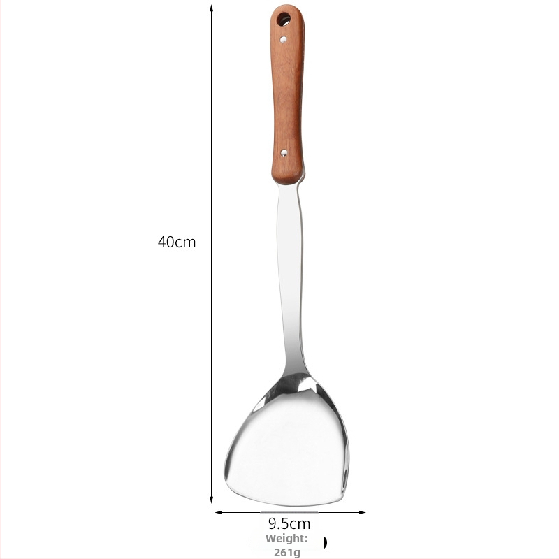 Set spatulă și lingură din oțel inoxidabil 304, cu mâner lung, fără acoperire, pentru gătit și prăjit, pentru uz casnic și comercial, în stoc.