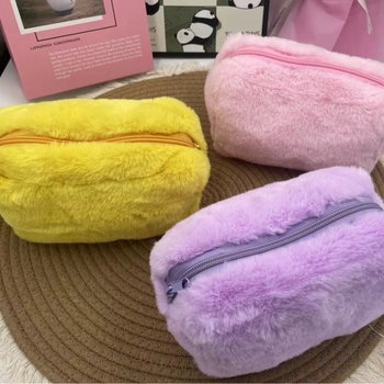 Velúr plüss sminktáska macaron színekben, nagy kapacitású tároló