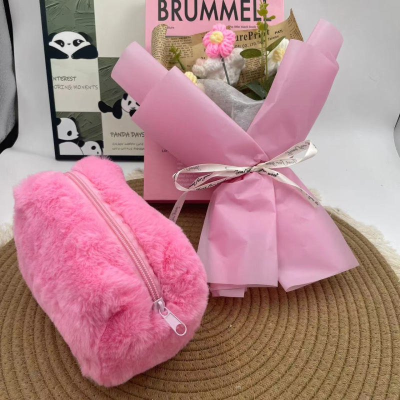 Velúr plüss sminktáska macaron színekben, nagy kapacitású tároló