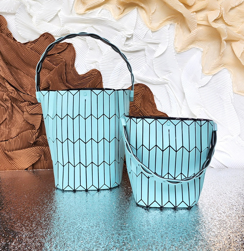 PVC bucket torba s dijamantnim šivanjem i pletenim košarastim dizajnom u bojama, ženska torba preko ramena