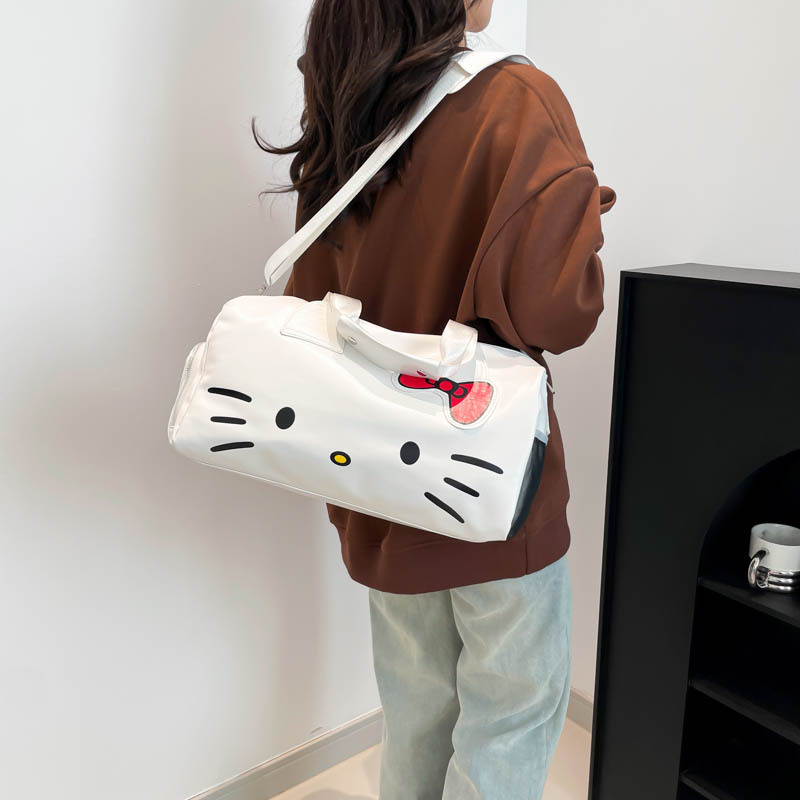 Nova torba za vježbanje s odjeljkom suh/mok, sladak uzorak mačice, crossbody torba za djevojke, lagani kratkoročni putni ruksak velike kapacitete