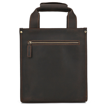 Crazy Horse Leather Unisex torba za dokumente preko ramena, od prave kože, A4, uspravna poslovna torba