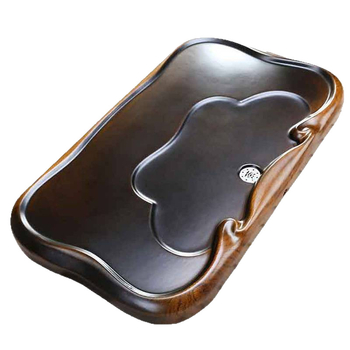 Tavă de ceai din lemn de abanos, masiv, stil Nordic minimalist, pentru uz casnic, suport de servire ceai cu drenaj