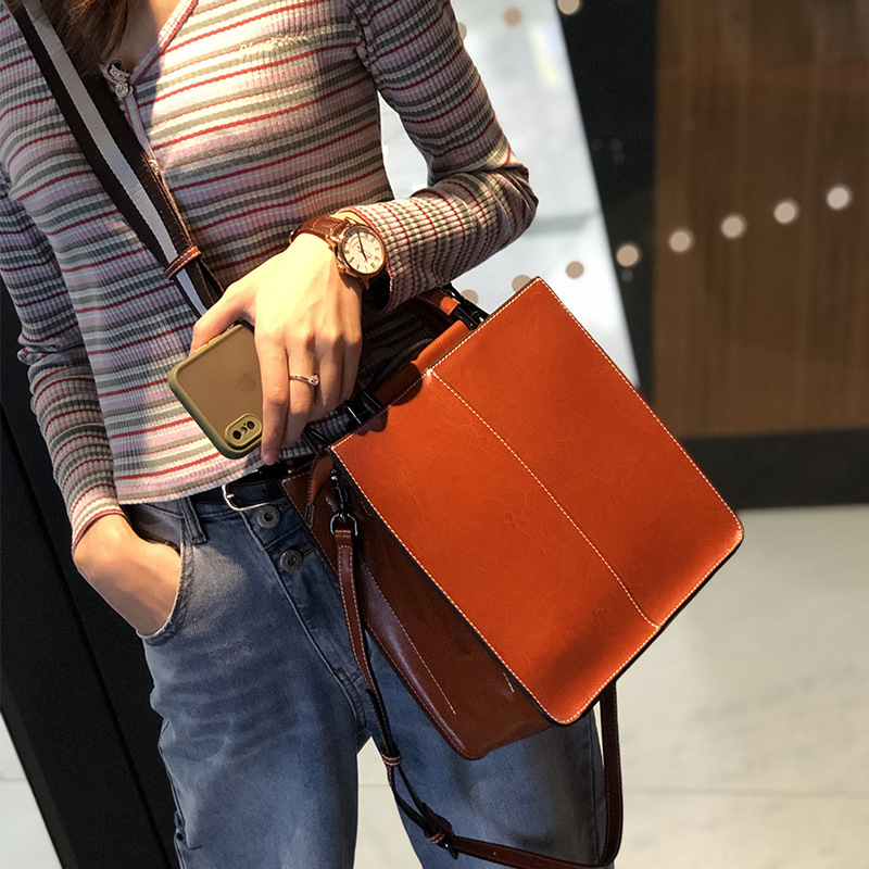 Vintage luksuzna tote torba za žene, od prave kože, model 2026, svestrana za posao i svakodnevnu upotrebu.