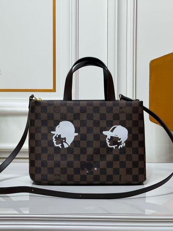 Muška Shopper torba L's Family — jednostavna tote torba preko ramena, PVC materijal, karirani uzorak, podstava od platna
