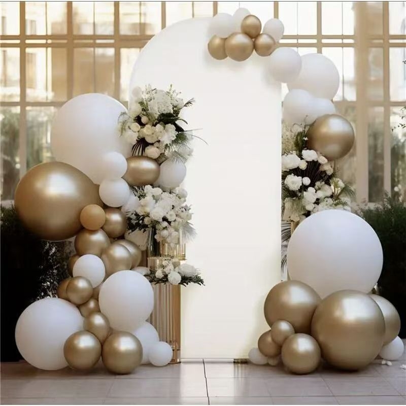 Acoperire semi-circulară din țesătură pentru accesorii de nuntă și decorarea arcului, fundal din poliester cu aspect mătase de lapte