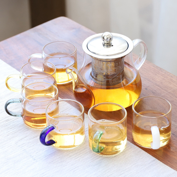 Set de ceai Kung Fu din sticlă rezistentă la temperatură, cu tavă de ceai, căni mici și ceainic – pentru casă, living și birou