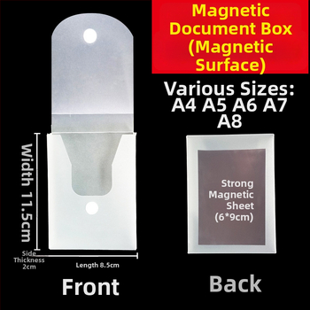Magnetická krabička na dokumenty s magnetickou sponou a Kanban boxom – PP materiál, model L-DD