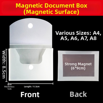 Magnetická krabička na dokumenty s magnetickou sponou a Kanban boxom – PP materiál, model L-DD