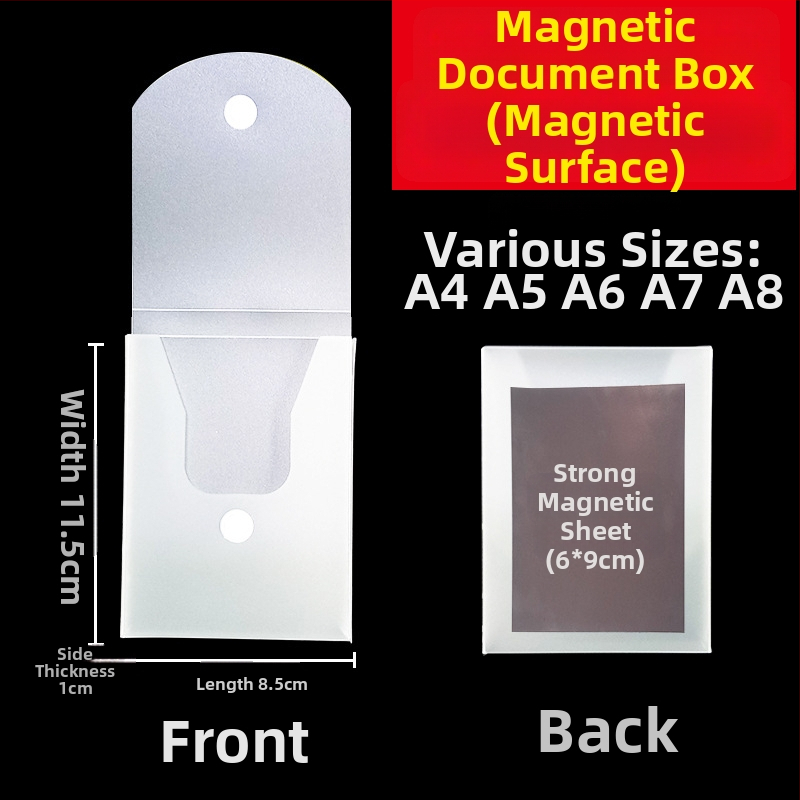Magnetická krabička na dokumenty s magnetickou sponou a Kanban boxom – PP materiál, model L-DD