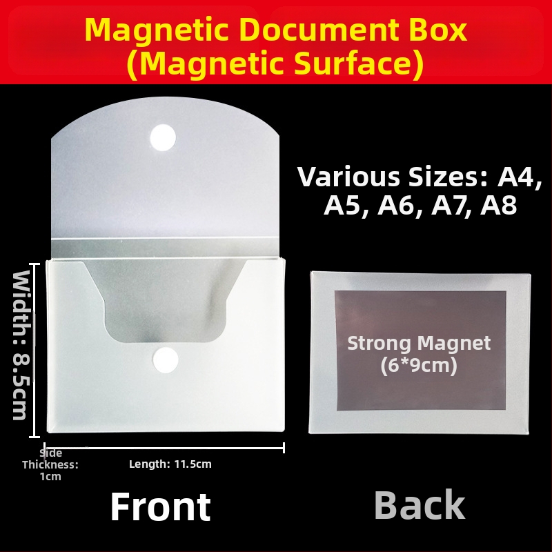 Magnetická krabička na dokumenty s magnetickou sponou a Kanban boxom – PP materiál, model L-DD