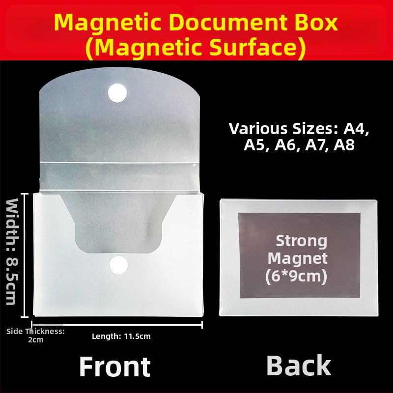 Magnetická krabička na dokumenty s magnetickou sponou a Kanban boxom – PP materiál, model L-DD