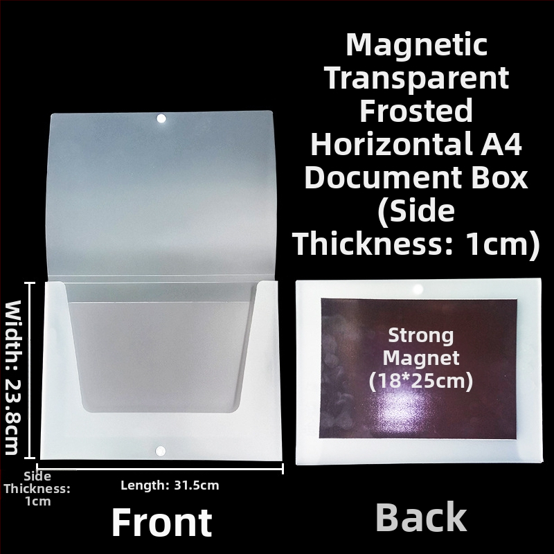 Magnetická krabička na dokumenty s magnetickou sponou a Kanban boxom – PP materiál, model L-DD