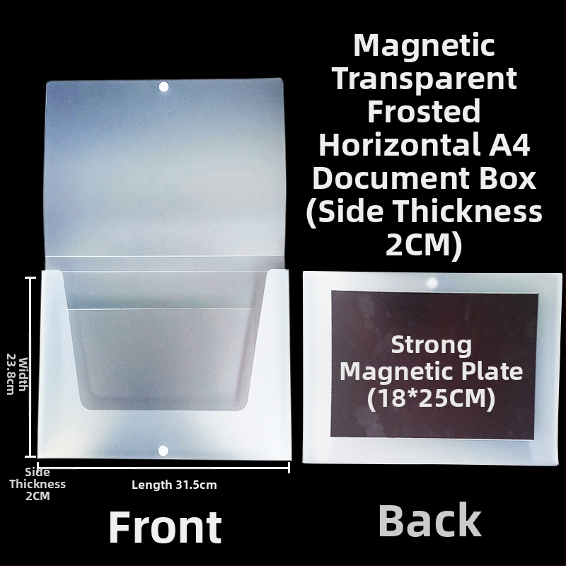 Magnetická krabička na dokumenty s magnetickou sponou a Kanban boxom – PP materiál, model L-DD