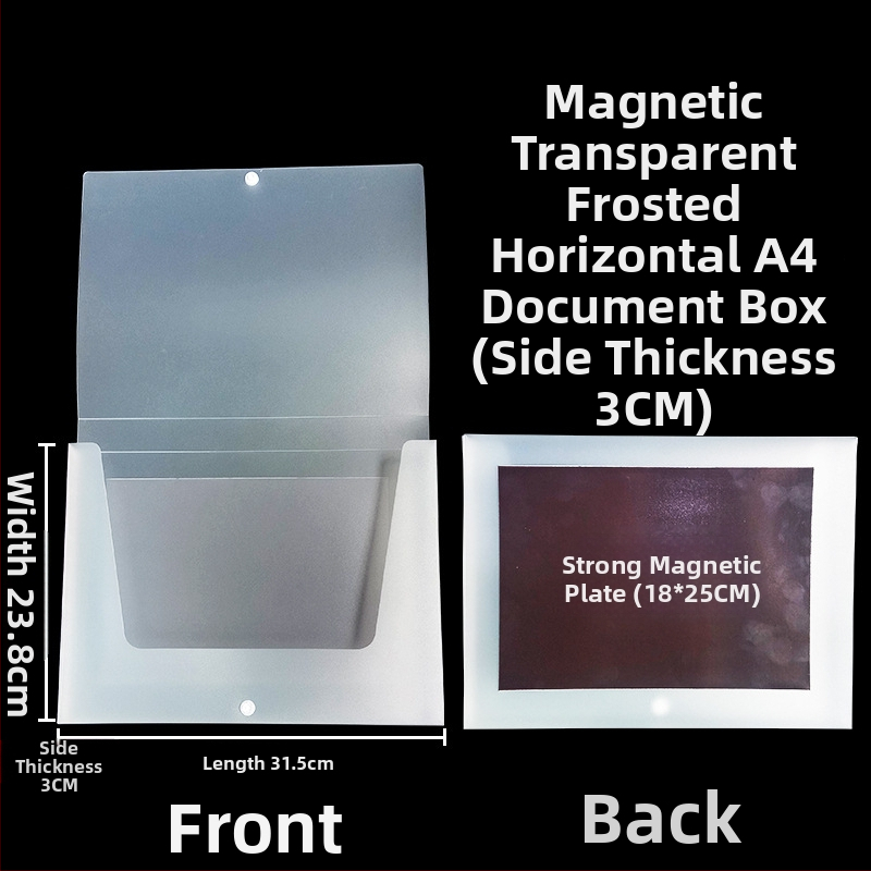 Magnetická krabička na dokumenty s magnetickou sponou a Kanban boxom – PP materiál, model L-DD