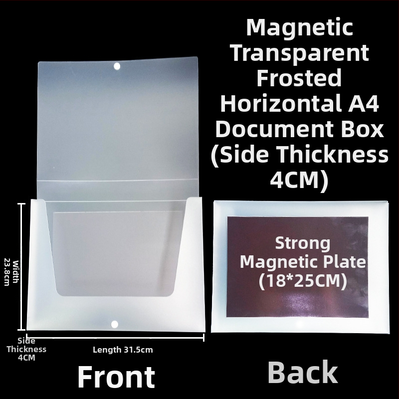 Magnetická krabička na dokumenty s magnetickou sponou a Kanban boxom – PP materiál, model L-DD