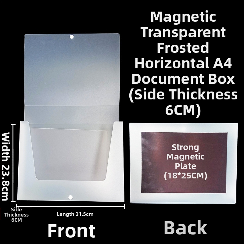 Magnetická krabička na dokumenty s magnetickou sponou a Kanban boxom – PP materiál, model L-DD