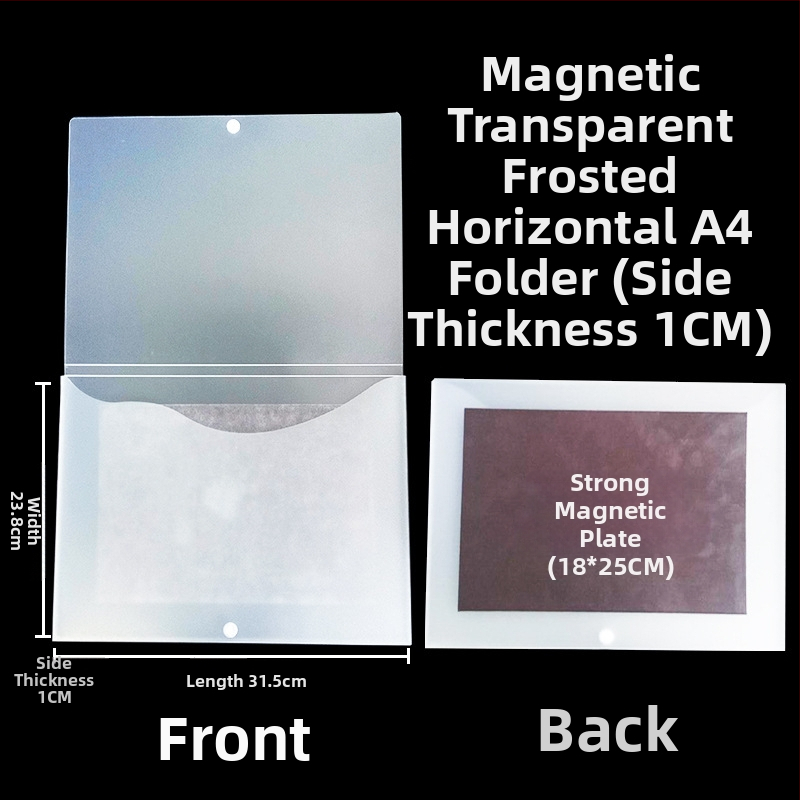 Magnetická krabička na dokumenty s magnetickou sponou a Kanban boxom – PP materiál, model L-DD
