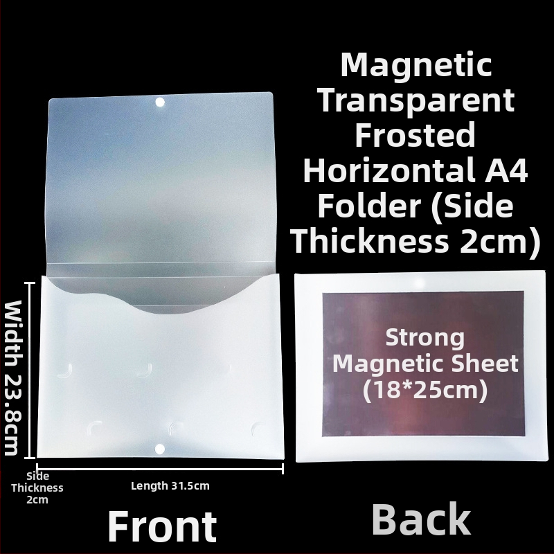 Magnetická krabička na dokumenty s magnetickou sponou a Kanban boxom – PP materiál, model L-DD