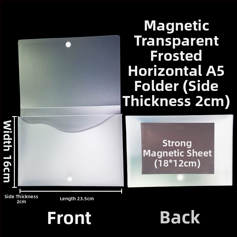 Magnetická krabička na dokumenty s magnetickou sponou a Kanban boxom – PP materiál, model L-DD