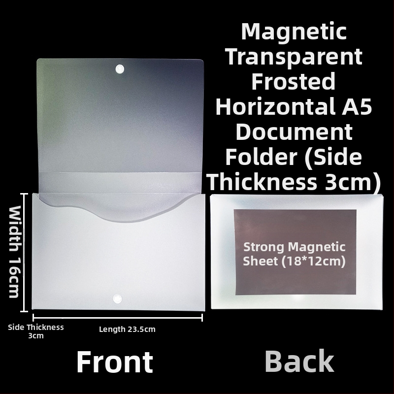 Magnetická krabička na dokumenty s magnetickou sponou a Kanban boxom – PP materiál, model L-DD