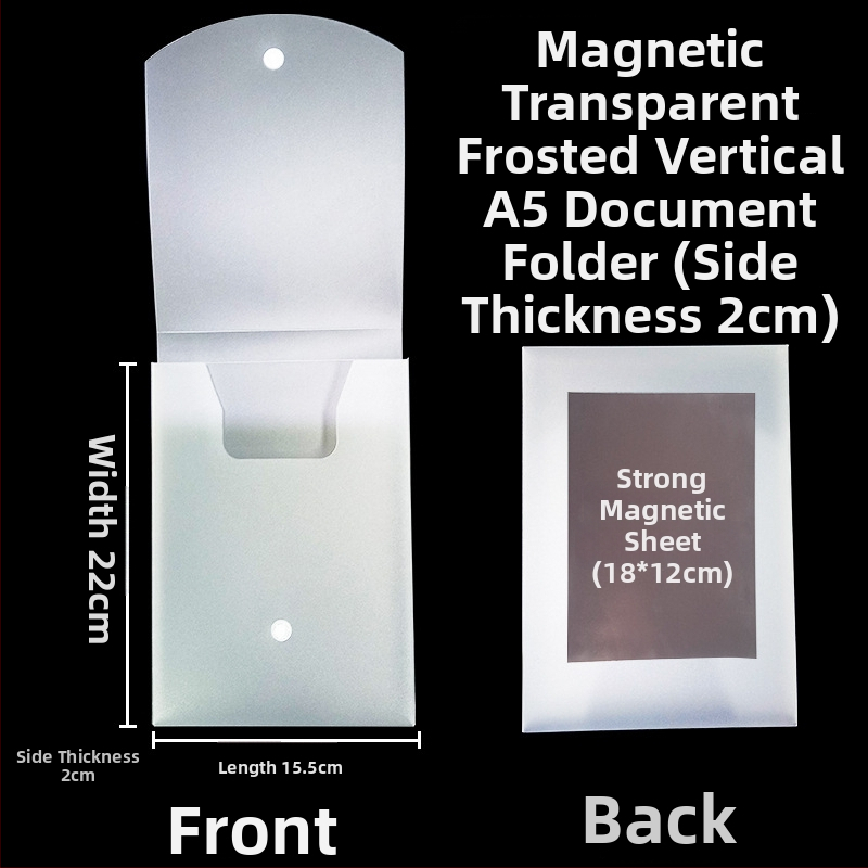 Magnetická krabička na dokumenty s magnetickou sponou a Kanban boxom – PP materiál, model L-DD
